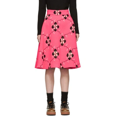 Miu Miu Floral Jersey A-line Skirt In Pink