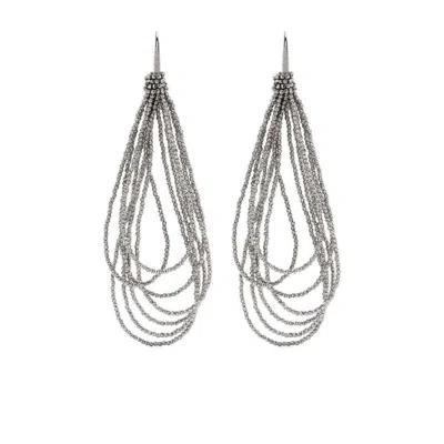 Brunello Cucinelli Silver-tone Brass Earrings In Grey