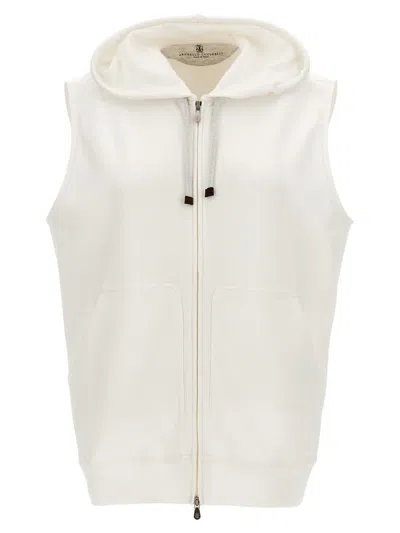 Brunello Cucinelli Sleeveless Sweatshirt In White