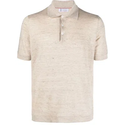 Brunello Cucinelli Rib Trim Regular Polo Shirt In Neutrals