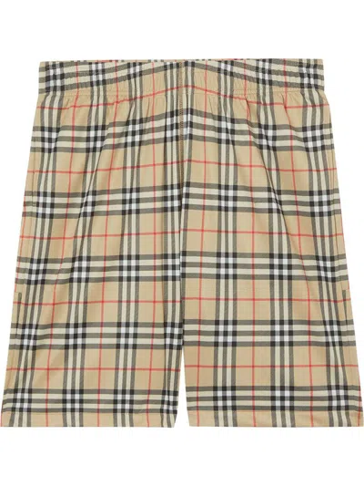 Burberry Check Motif Shorts In Beige