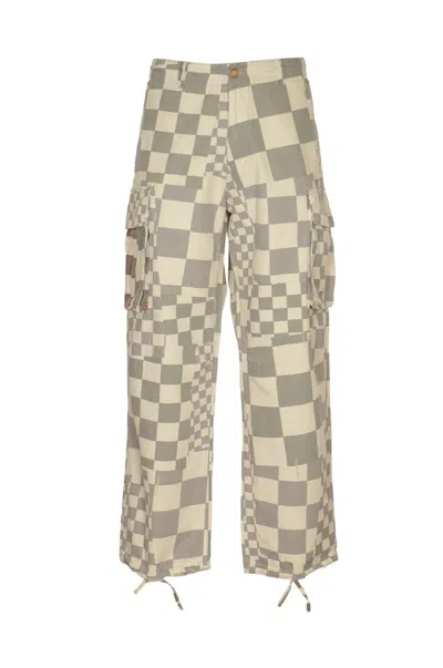 Erl Unisex Printed Cargo Trousers Woven In Grey