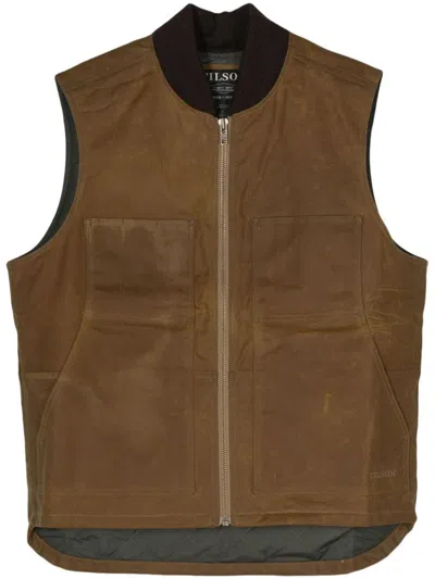 Filson Tin Cloth Insulated Work Vest Clothing In 240 Dark Tan