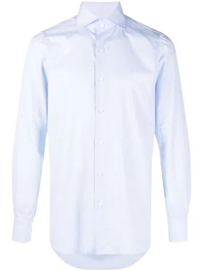 Finamore Cotton Shirt In Clear Blue