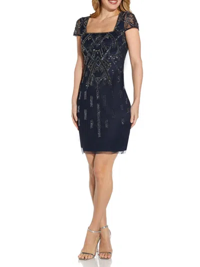 Adrianna Papell Womens Sequined Midi Cocktail And Party Dress In Multi