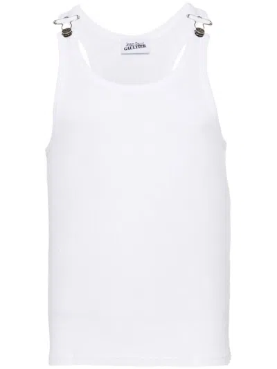 Jean Paul Gaultier Ribbed Cotton Tank Top In White