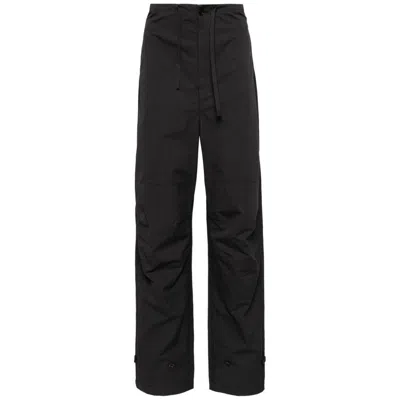 Lemaire High-waist Cotton Trousers In Grey