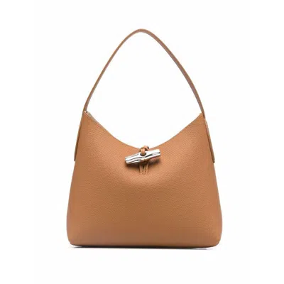 Longchamp Medium Roseau Open Top Shoulder Bag In Brown