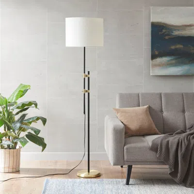 Simplie Fun Ellsworth Asymmetrical Adjustable Height Metal Floor Lamp In Neutral