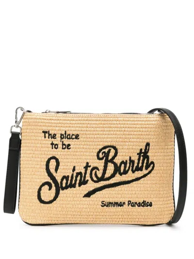 Mc2 Saint Barth Parisienne Straw Clutch Bag In Black