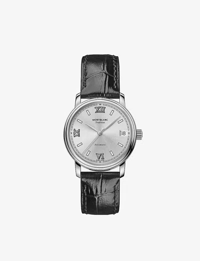 Montblanc Silver 127751 Tradition Date Stainless-steel And Alligator-embossed Leather Automatic Watc