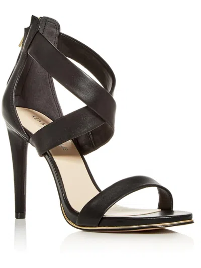 Kenneth Cole New York Brooke Cross Sandal Womens Zipper Open Toe Heel Sandals In Black