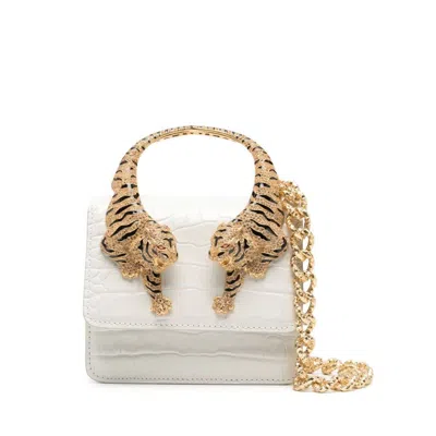 Roberto Cavalli Small Roar Embellished Tote Bag In White