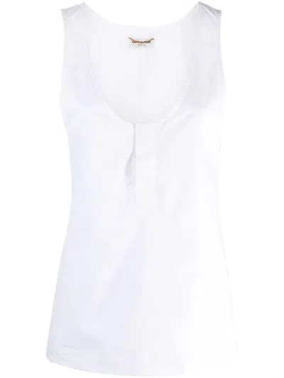 Saint Laurent Henley Cotton Poplin Tank Top Clothing In White