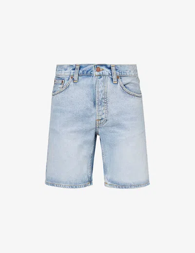 Nudie Jeans Mens Seasalt Seth Brand-patch Regular-fit Denim Shorts