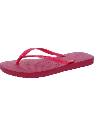 Havaianas Slim Womens Flip-flops Slip On Thong Sandals In Pink