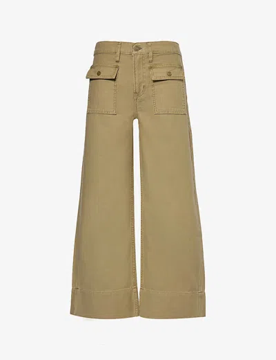 Frame Women's Washed Summer Sage The 70's Patch-pocket Cotton Trousers