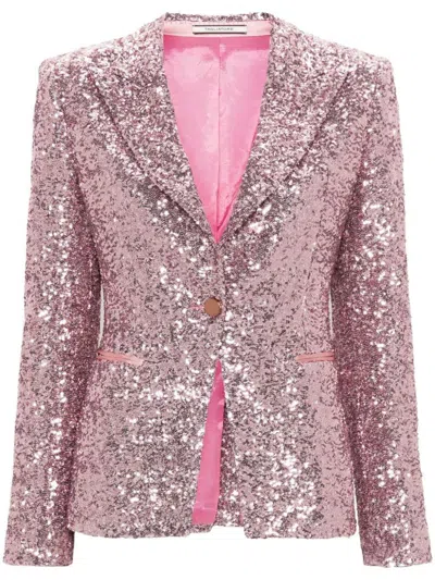 Tagliatore Single-breasted Sequin Blazer In Pink
