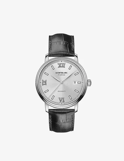 Montblanc Silver 127769 Tradition Date Stainless-steel And Alligator-embossed Leather Automatic Watc