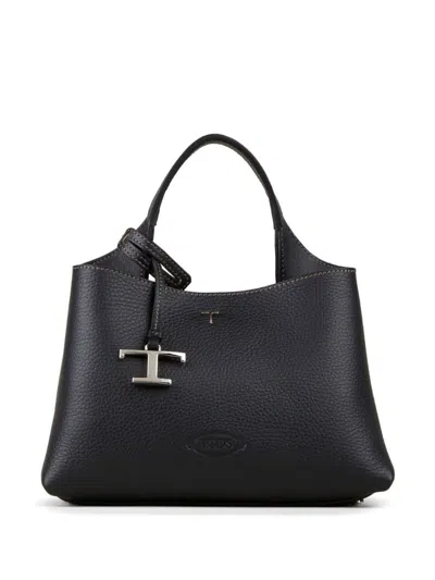 Tod's T Timeless Micro Leather Handbag In Black