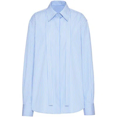 Valentino Striped Cotton Shirt In Blue