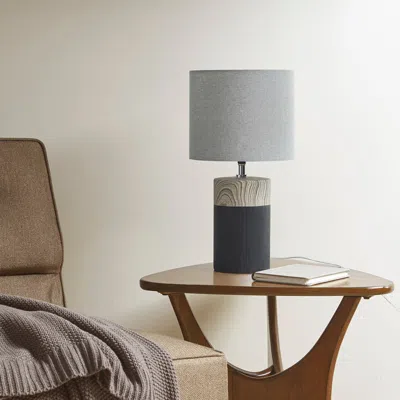 Simplie Fun Nicolo Textured Ceramic Table Lamp In Gray