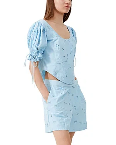 French Connection Rhodes Eyelet Top In Cashmere Blue