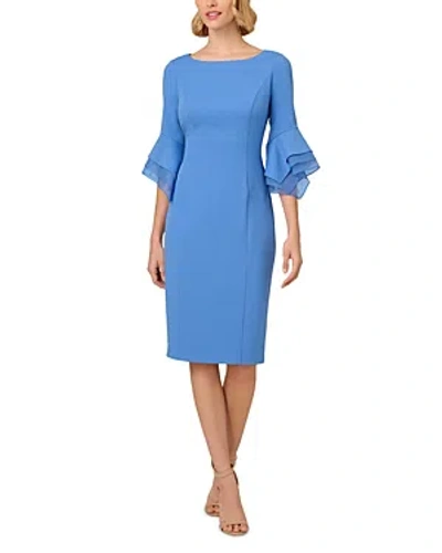 Adrianna Papell Women's Tiered-cuff 3/4-sleeve Sheath Dress In Cool Water