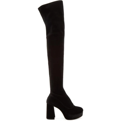 Miu Miu Stretch Velvet Over-the-knee Boots In Black