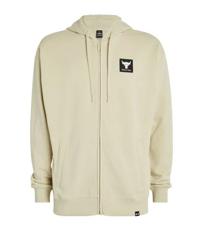 Under Armour Project Rock Zip-up Hoodie In Ivory