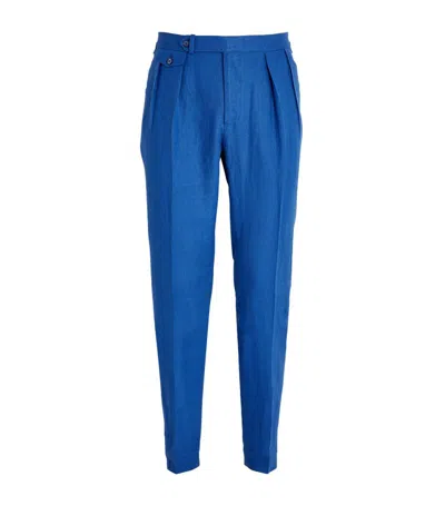 Polo Ralph Lauren Linen Tailored Trousers In Blue