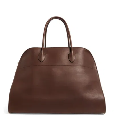The Row Leather Soft Margaux 17 Top-handle Bag In Brown