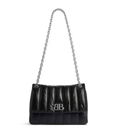 Balenciaga Mini Leather Monaco Shoulder Bag In Black
