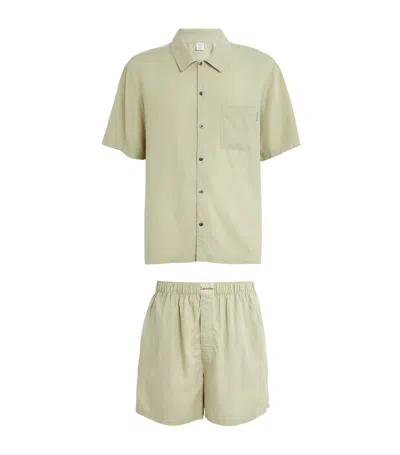 Calvin Klein Pyjama Shirt And Shorts Set In Grey
