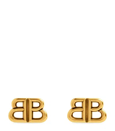 Balenciaga Monaco Brass Stud Earrings In Gold