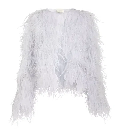 Lapointe Feather-embellished Jacket In Blue