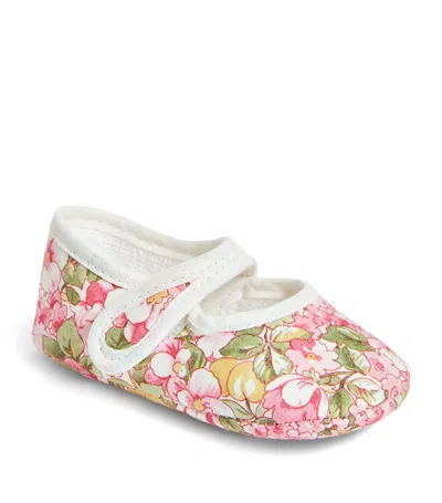 Pepa London Floral Woven Mary Janes In Pink