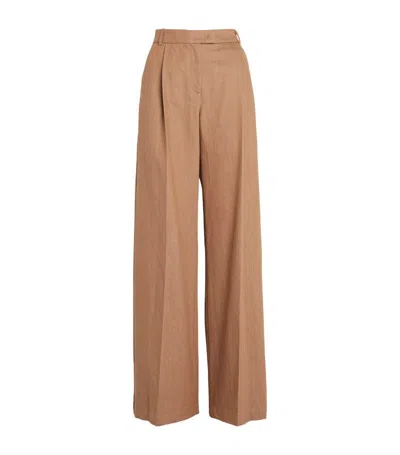 Max & Co Cotton Wide-leg Trousers In Brown