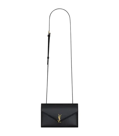 Saint Laurent Mini Leather Envelop Clutch Bag In Black