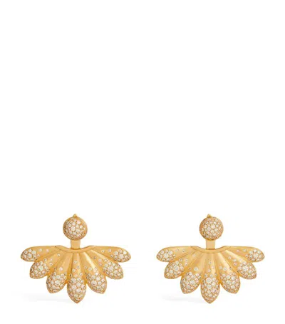 Nada Ghazal Yellow Gold And Diamond Doors Of Opportunity Large Lotus Earrings