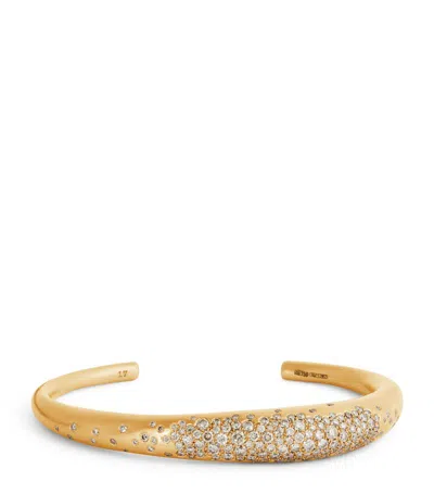 Nada Ghazal 18k Yellow Gold Urban Winter Thick Cuff Bracelet