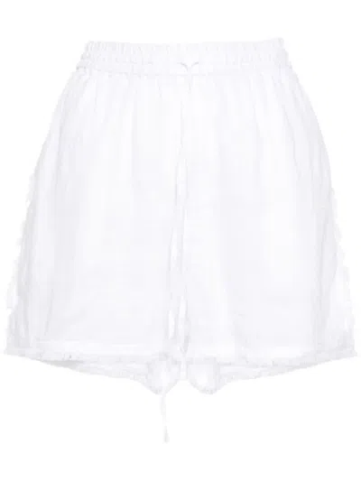 P.a.r.o.s.h Logo-embroidered Frayed Shorts In White