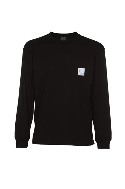 Paccbet Men Pocket Tag Long Sleeve Tee Shirt Knit In Black