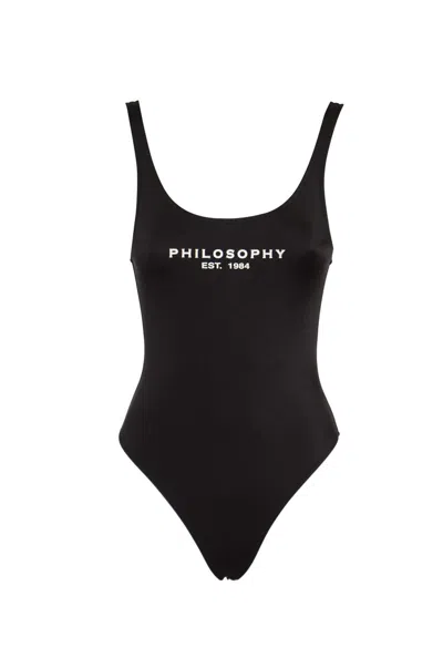 Philosophy Di Lorenzo Serafini Logo-print Low-back Swimsuit In Black