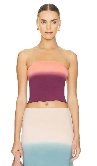 Indah Kosho Hand-painted Tube Top In Ombre Rouge