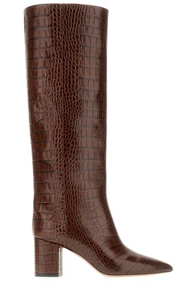 Paris Texas Anja Croco Block-heel Knee Boots In Cioccolato
