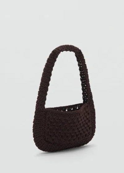 Mango Crochet Handbag Chocolate In Brown