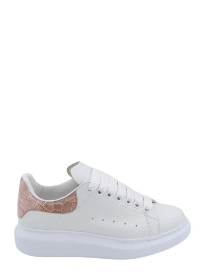 Alexander Mcqueen Leather Sneaker With Croco Back Patch In White