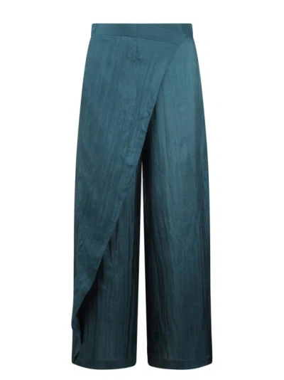 The Rose Ibiza Wrap Silk Trousers In Blue