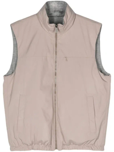 Peserico Reversible Jersey Gilet In Neutrals